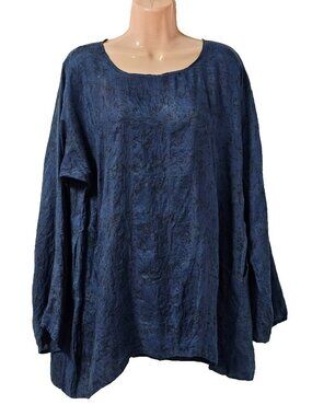 DOSA 100 % Silk Blue Top Women Size 3 Side Pockets